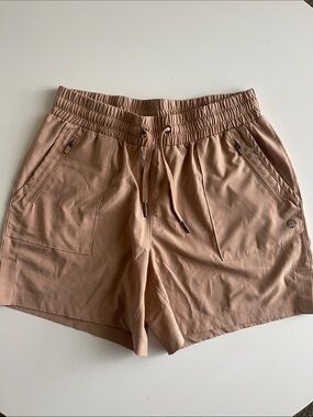 Mondetta Women's Elastic Waist Tan Athletic Shorts